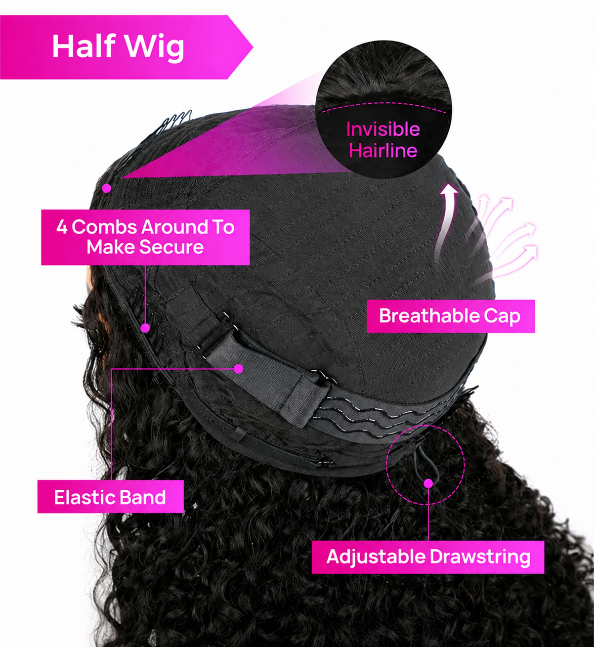 Pixie Curly Flip-Over Half Wig