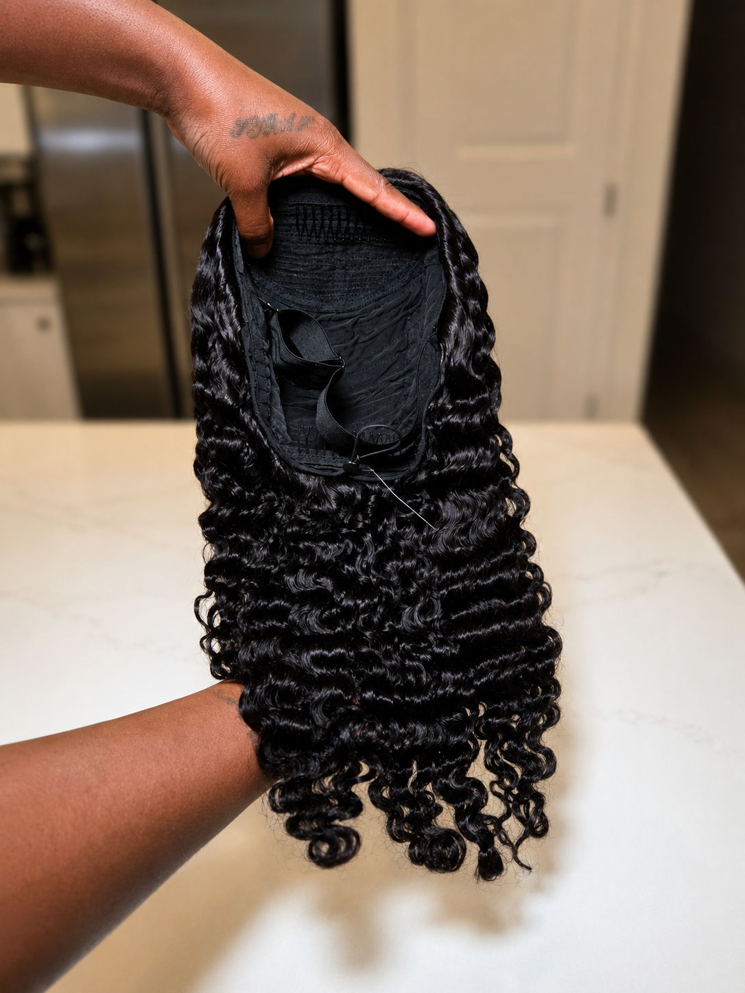 Burmese Curly Flip Over Half Wig